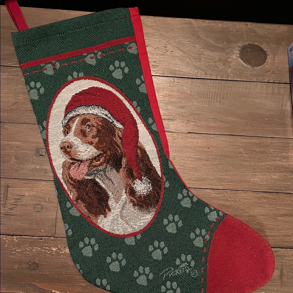 Festive Dog Christmas Stocking - Green and Red